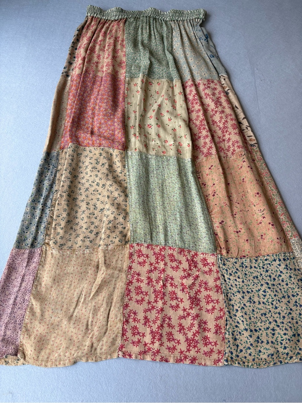 Vintage 90s Sacred Threads Patchwork Floral Maxi Skirt sz M/L Boho Fairycore - Picture 6 of 6